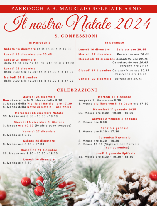Programma per Natale 2024 Programma per gli eventi di Natale 2024