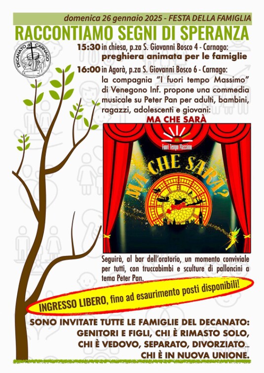 "Raccontiamo segni di speranza" a Carnago domenica 26 gennaio 2025