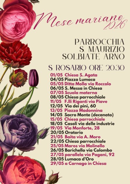 Calendario rosario maggio 2026
