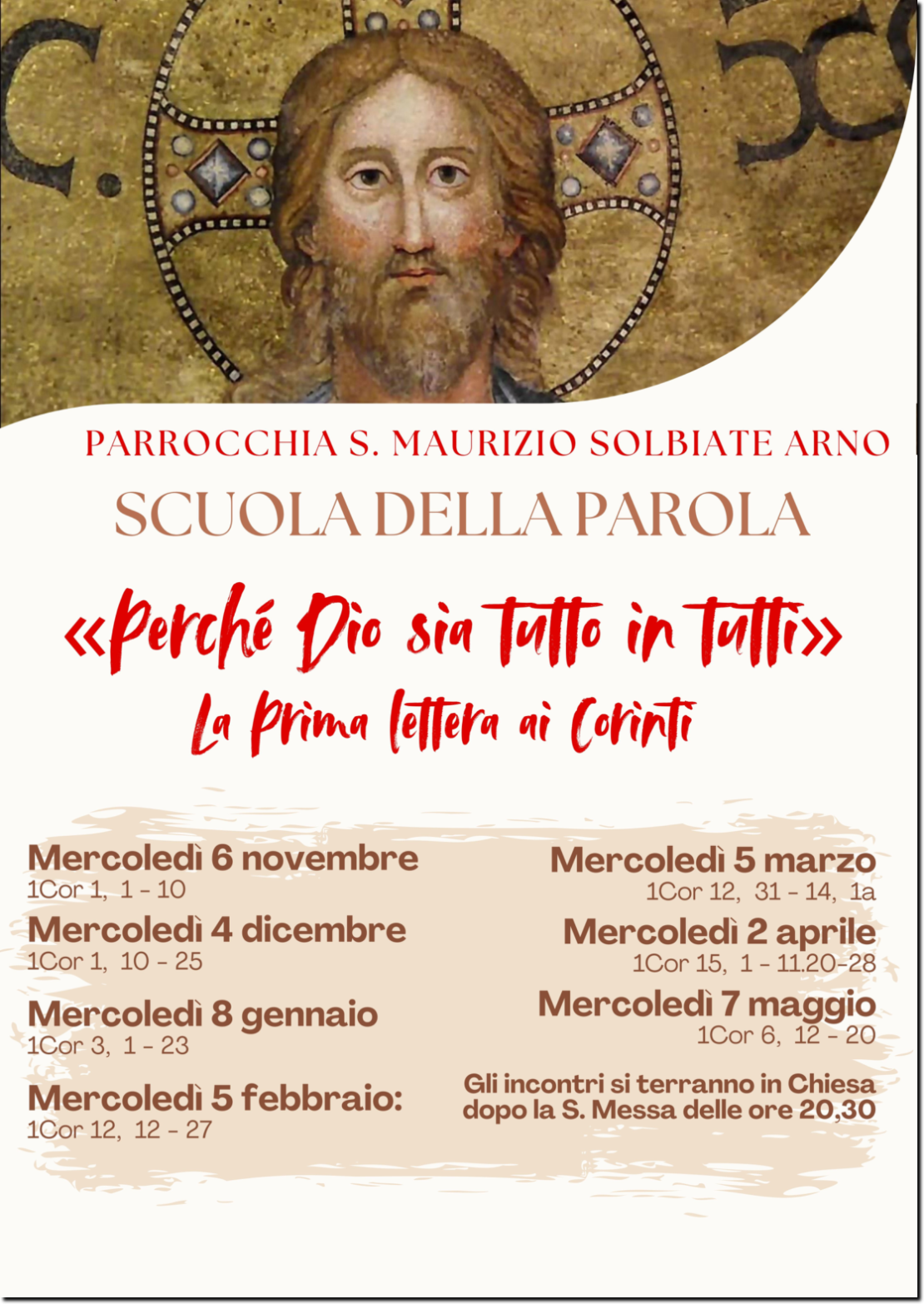 Scuola della Parola 2024/2025 elenco degli incontri sulla prima lettrea di S. Paolo ai Corinti